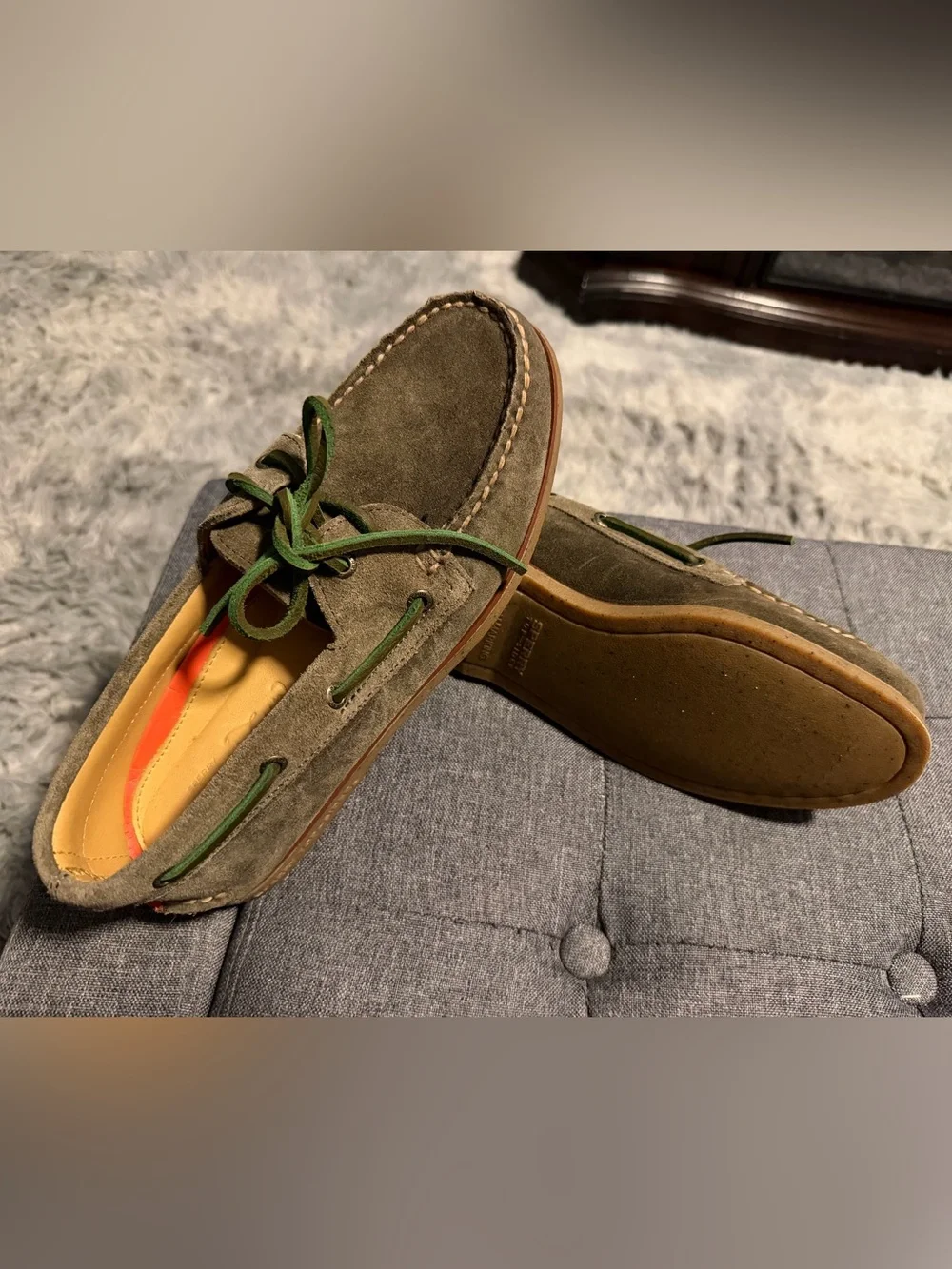 Sperry Olive Green Suede Men's Boat Shoes